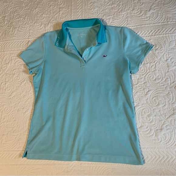 Vineyard vines medium women’s blue teal polo tshirt tee short sleeve - Picture 2 of 5